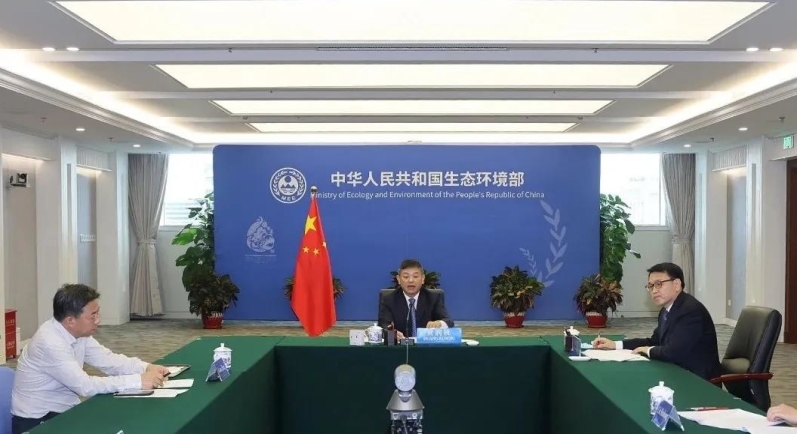 生态环境部部长黄润秋视频会见cop26候任主席阿洛克·夏尔马