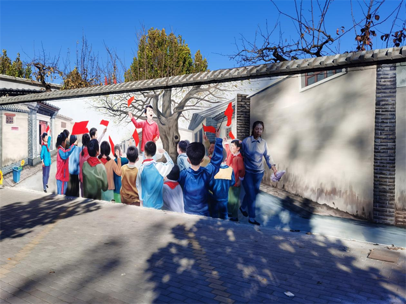 北京大兴区李堡村墙绘科教文化壁画 助力长子营镇全面推进乡村振兴